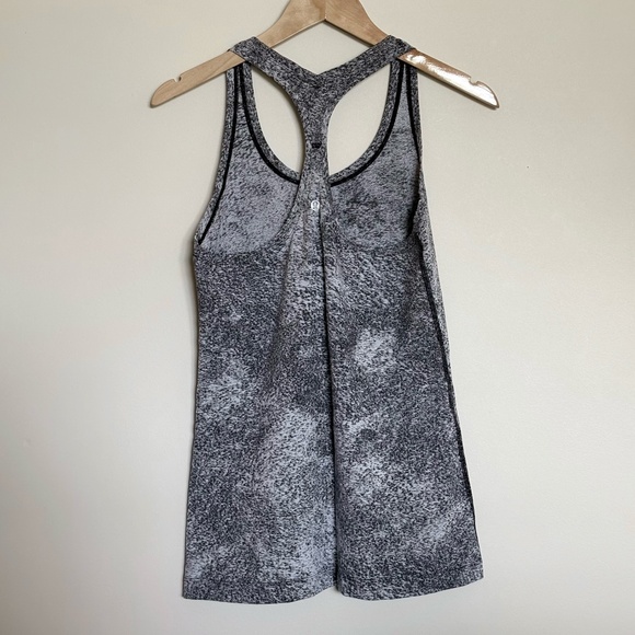 Lululemon - Cool Racerback II Tank in Luon Spray Jacquard White Black | Large - Picture 5 of 7